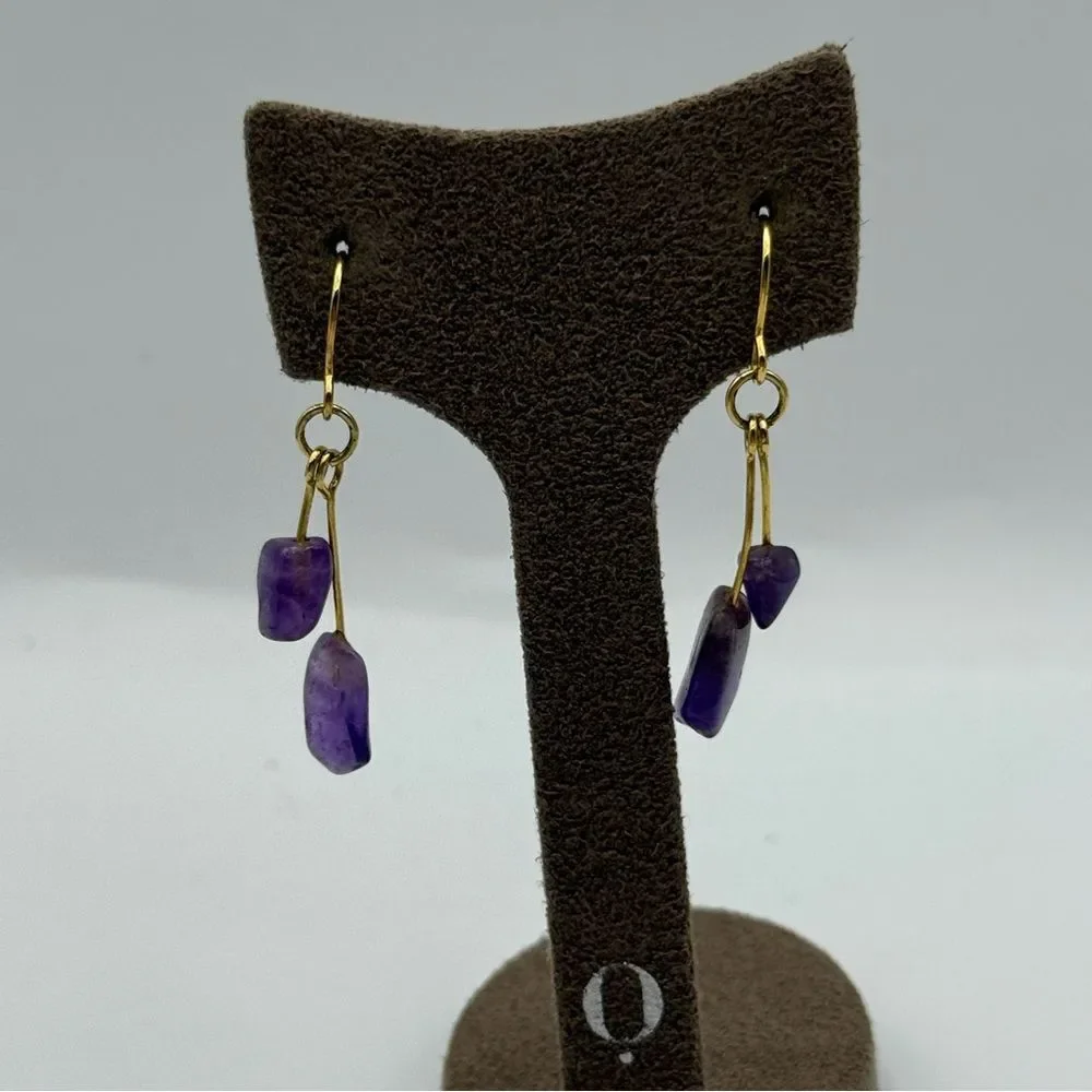 Elegant Gold and Purple amethyst Dangle Earrings